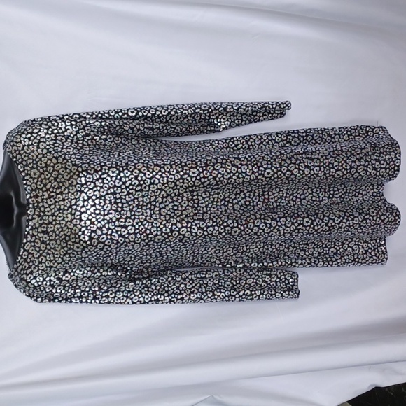 MICHAEL KORS Metallic Animal Print Midi Dress, back collar detail - Picture 1 of 7